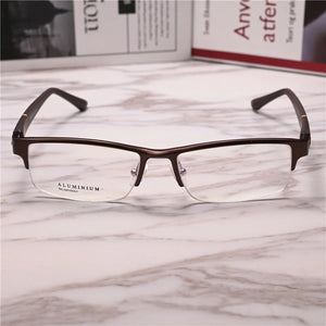 Rockjoy Aluminum Eyeglasses Frames Male Semi Rimless Glasses Men Ultralight Spectacles for Prescription Reading Optical Lens