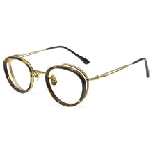 Load image into Gallery viewer, Round Fashion Titanium Tortoise Glasses Frames Men Prescription Eyeglasses Carved Texture Double Frame Personalized Eyewear