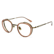 Load image into Gallery viewer, Round Fashion Titanium Tortoise Glasses Frames Men Prescription Eyeglasses Carved Texture Double Frame Personalized Eyewear