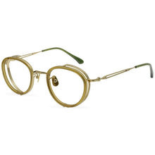 Load image into Gallery viewer, Round Fashion Titanium Tortoise Glasses Frames Men Prescription Eyeglasses Carved Texture Double Frame Personalized Eyewear