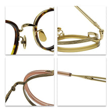 Load image into Gallery viewer, Round Fashion Titanium Tortoise Glasses Frames Men Prescription Eyeglasses Carved Texture Double Frame Personalized Eyewear