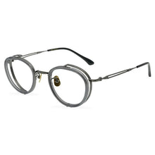 Load image into Gallery viewer, Round Fashion Titanium Tortoise Glasses Frames Men Prescription Eyeglasses Carved Texture Double Frame Personalized Eyewear