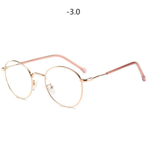 Round Finished Myopia Glasses Women Men Metal Prescription Eyewear Student Nearsighted Glasses Diopter -0.5 -1.0 -1.5 -2.0 to -4