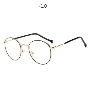 Round Finished Myopia Glasses Women Men Metal Prescription Eyewear Student Nearsighted Glasses Diopter -0.5 -1.0 -1.5 -2.0 to -4