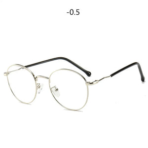 Round Finished Myopia Glasses Women Men Metal Prescription Eyewear Student Nearsighted Glasses Diopter -0.5 -1.0 -1.5 -2.0 to -4