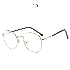 Round Finished Myopia Glasses Women Men Metal Prescription Eyewear Student Nearsighted Glasses Diopter -0.5 -1.0 -1.5 -2.0 to -4