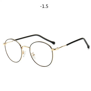 Round Finished Myopia Glasses Women Men Metal Prescription Eyewear Student Nearsighted Glasses Diopter -0.5 -1.0 -1.5 -2.0 to -4