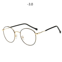 Load image into Gallery viewer, Round Finished Myopia Glasses Women Men Metal Prescription Eyewear Student Nearsighted Glasses Diopter -0.5 -1.0 -1.5 -2.0 to -4