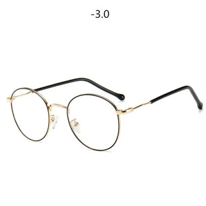 Round Finished Myopia Glasses Women Men Metal Prescription Eyewear Student Nearsighted Glasses Diopter -0.5 -1.0 -1.5 -2.0 to -4
