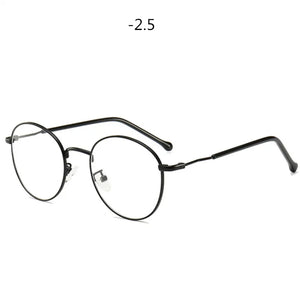 Round Finished Myopia Glasses Women Men Metal Prescription Eyewear Student Nearsighted Glasses Diopter -0.5 -1.0 -1.5 -2.0 to -4