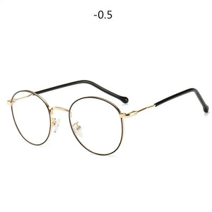 Round Finished Myopia Glasses Women Men Metal Prescription Eyewear Student Nearsighted Glasses Diopter -0.5 -1.0 -1.5 -2.0 to -4