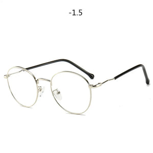 Round Finished Myopia Glasses Women Men Metal Prescription Eyewear Student Nearsighted Glasses Diopter -0.5 -1.0 -1.5 -2.0 to -4