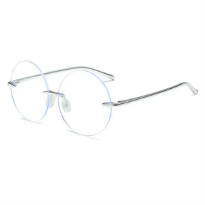 Round Frame Anti-UV Blue Rays Glasses High-definition Diamond Cut Rimless Computer Goggles Ultralight Flat Mirror Eyewear