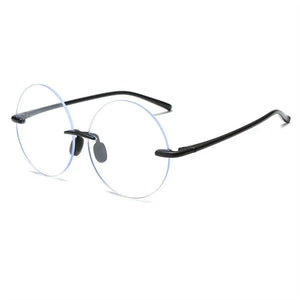 Round Frame Anti-UV Blue Rays Glasses High-definition Diamond Cut Rimless Computer Goggles Ultralight Flat Mirror Eyewear