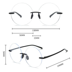 Round Frame Anti-UV Blue Rays Glasses High-definition Diamond Cut Rimless Computer Goggles Ultralight Flat Mirror Eyewear