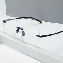 Load image into Gallery viewer, Round Frame Anti-UV Blue Rays Glasses High-definition Diamond Cut Rimless Computer Goggles Ultralight Flat Mirror Eyewear