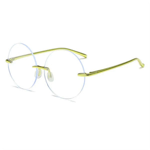 Round Frame Anti-UV Blue Rays Glasses High-definition Diamond Cut Rimless Computer Goggles Ultralight Flat Mirror Eyewear