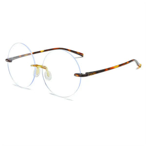 Round Frame Anti-UV Blue Rays Glasses High-definition Diamond Cut Rimless Computer Goggles Ultralight Flat Mirror Eyewear