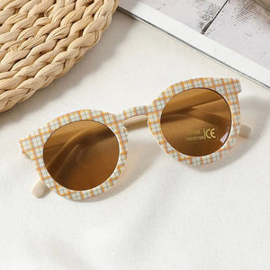 Round Frame Children Sunglasses Retro 3-8Y Checker Color Sun Glasses UV400 Kids Sun Protection Glasses for Boys Girls