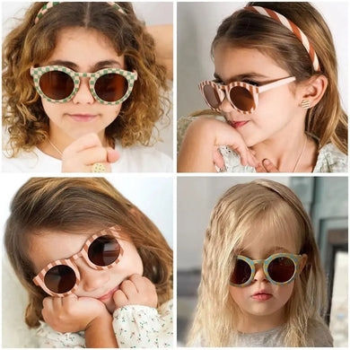 Round Frame Children Sunglasses Retro 3-8Y Checker Color Sun Glasses UV400 Kids Sun Protection Glasses for Boys Girls