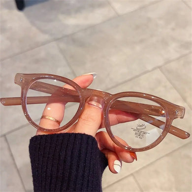 Round Frame Metal Frame Glasses Ultra-light Vision Care Eyeglasses PC Myopia Glasses Frame Women Men
