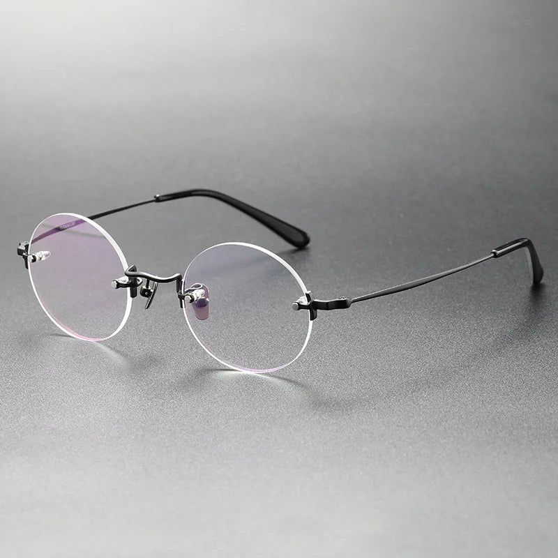 Round Frameless Ultralight Pure Titanium Glasses Frame Men Women Myopia Reading Eyewear Rimless Prescription Eyeglasses KMN272