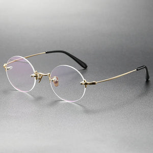Round Frameless Ultralight Pure Titanium Glasses Frame Men Women Myopia Reading Eyewear Rimless Prescription Eyeglasses KMN272