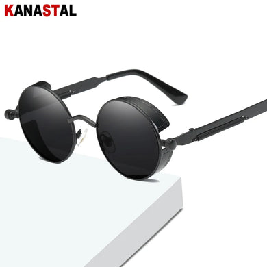 Round Steampunk Sunglasses Mirror Men Women Punk Eyewear Brand Designer Retro Glasses Frame Vintage Spring Sunglasses UV400