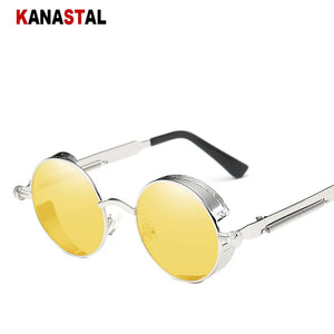 Round Steampunk Sunglasses Mirror Men Women Punk Eyewear Brand Designer Retro Glasses Frame Vintage Spring Sunglasses UV400