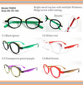 Cat-eye glasses Frame Women's Retro Small frame Color acetate handmade optical frames Men's prescription glasses