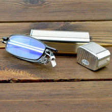 Load image into Gallery viewer, Glasses Material Lenses Foldable Antenna Reading Glasses with Golden Case +1 +1.5 +2 +2.5 +3 +3.5 +4