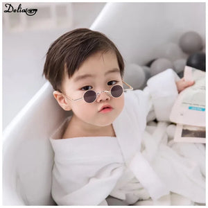 Small Round Frame Metal Crown Frame Boys and Girls Baby Glasses Funny Children's Sunglasses