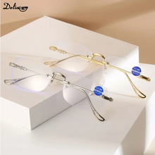 Load image into Gallery viewer, Luxury Diamond Cut Reading Glasses Women Rimless Anti Blue Light Eyeglasses Ladies Plus Prescription Eyewear Diopter 1.0 To +4.0