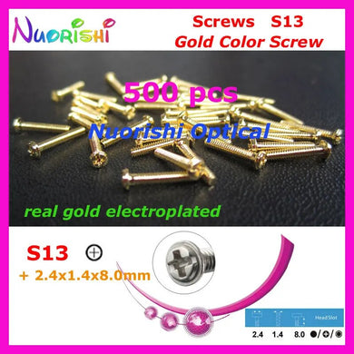 S13 2.4x1.4x8.0mm 500pcs Gold Electroplating Sunglasses Eyewear Eyegalsses Screws Free Shipping