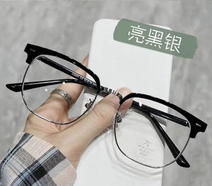 2024 New Half-frame Eyeglasses Women's Reading Glasses Anti Blue Light Square Glasses Frame Men Optical Eyewear-1.0~-4.0
