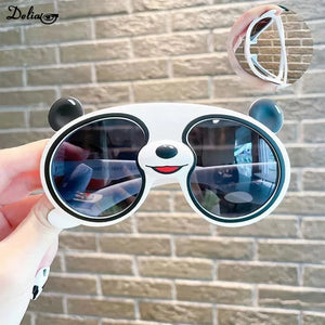 Cute Children Cartoon Panda Silicone Sunglasses Outdoor Personality Street Shooting Sunscreen UV Protection Sunglasses