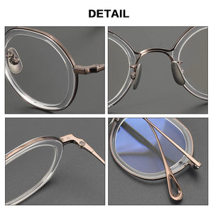 Gatenac Pure Titanium Glasses Frame Men Round Quality Ultra Light Eyeglasses Frame Women Fashion Luxury Brand Designer Eyewear