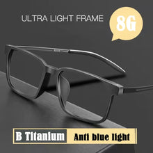 Carica l&#39;immagine nel visualizzatore di Gallery, Ultra-Light Pure Titanium Reading Glasses Men Outdoor Blue Light Blocking Hyperopia Glasses Business Large Frame Eyeglasses New
