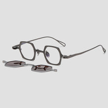 Load image into Gallery viewer, Vintage 2 In 1 Magnet Clip Pure Titanium Eyeglasses Frame Men Polarized Small Glasses Frame Women Luxury Brand Designer Eyewear
