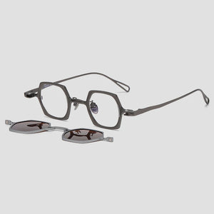 Vintage 2 In 1 Magnet Clip Pure Titanium Eyeglasses Frame Men Polarized Small Glasses Frame Women Luxury Brand Designer Eyewear