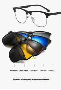 Metal Magnetic Suction Sleeve Mirror Business Polarized Men's Sunglasses Driving Fishing Optical Prescription Glasses men's 2342