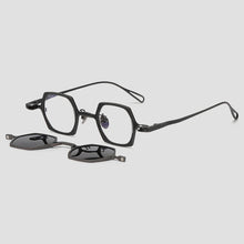 Load image into Gallery viewer, Vintage 2 In 1 Magnet Clip Pure Titanium Eyeglasses Frame Men Polarized Small Glasses Frame Women Luxury Brand Designer Eyewear