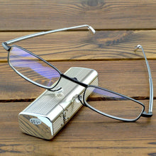 Load image into Gallery viewer, Glasses Material Lenses Foldable Antenna Reading Glasses with Golden Case +1 +1.5 +2 +2.5 +3 +3.5 +4