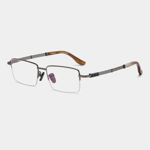 Natural Horns Handmade Pure Titanium Glasses Frame Men Square Prescription Eyeglasses Frame Retro Luxury Brand Designer Eyewear