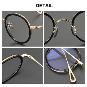 Gatenac Ultra Light Pure Titanium Glasses Frame Men Round Quality Eyeglasses Frame Women Fashion Luxury Brand Designer Eyewear