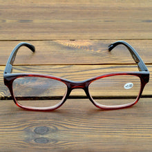 Carica l&#39;immagine nel visualizzatore di Gallery, Ladies Rectangle Brown Frame Point Diamond Decoration Handcrafted Eyeglasses Reading Glasses +0.75 +1 +1.25 +1.5 +1.75 To +4