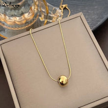 Load image into Gallery viewer, Minimalist Round Bead Pendant Necklace for Women Stainless Steel Clavicle Choker Long Chain Jewelry Statement Girl Gift