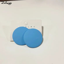 Load image into Gallery viewer, S925 Silver Color Square Earrings Frosted Paint Geometric Exaggeration Candy Color INS Korea Solid Color Acrylic Ring 2024 New