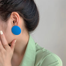 Load image into Gallery viewer, S925 Silver Color Square Earrings Frosted Paint Geometric Exaggeration Candy Color INS Korea Solid Color Acrylic Ring 2024 New