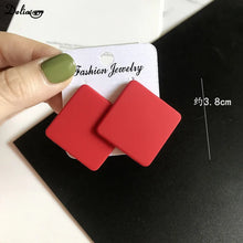 Load image into Gallery viewer, S925 Silver Color Square Earrings Frosted Paint Geometric Exaggeration Candy Color INS Korea Solid Color Acrylic Ring 2024 New